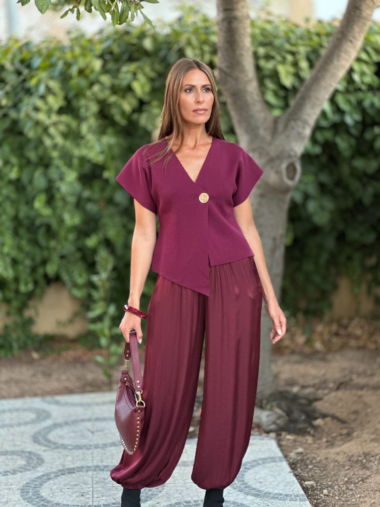 Chaleco Asimétrico Botón Vino Maribel Shop