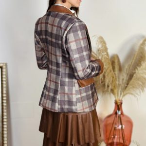 Chaqueta Cuadros Detalles Polipiel