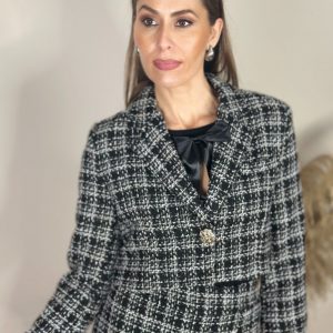 Chaqueta Crop Paño Cuadros