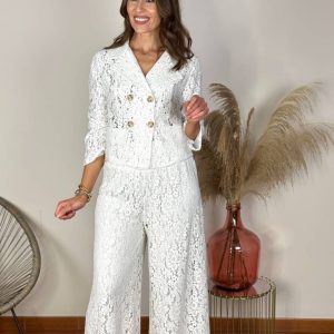 Conjunto Palazzo Encaje Blanco
